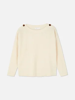 Jersey De Cuello Barco Con Botones En Los Hombros