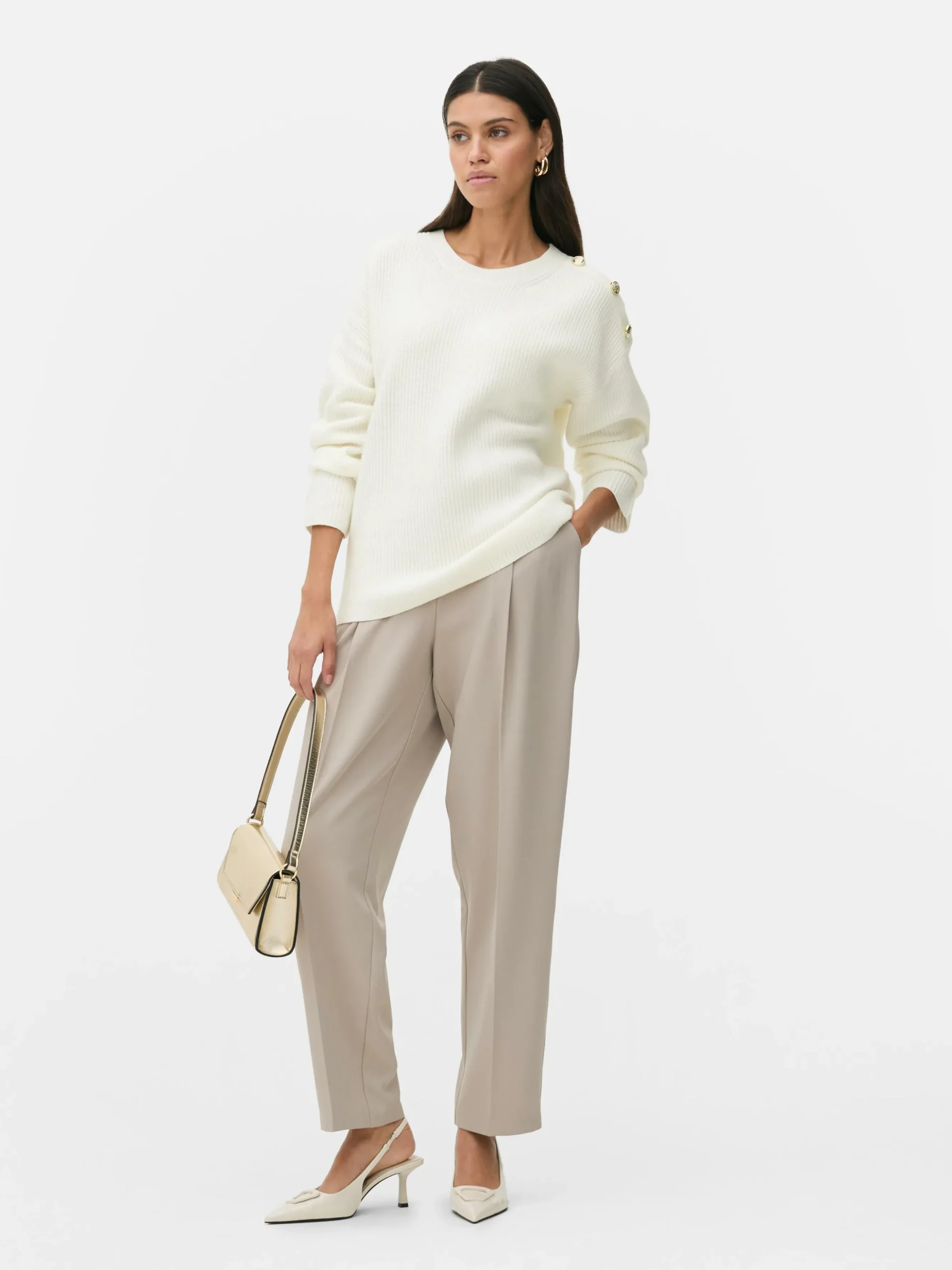 Jersey De Cuello Redondo Con Botones Decorativos