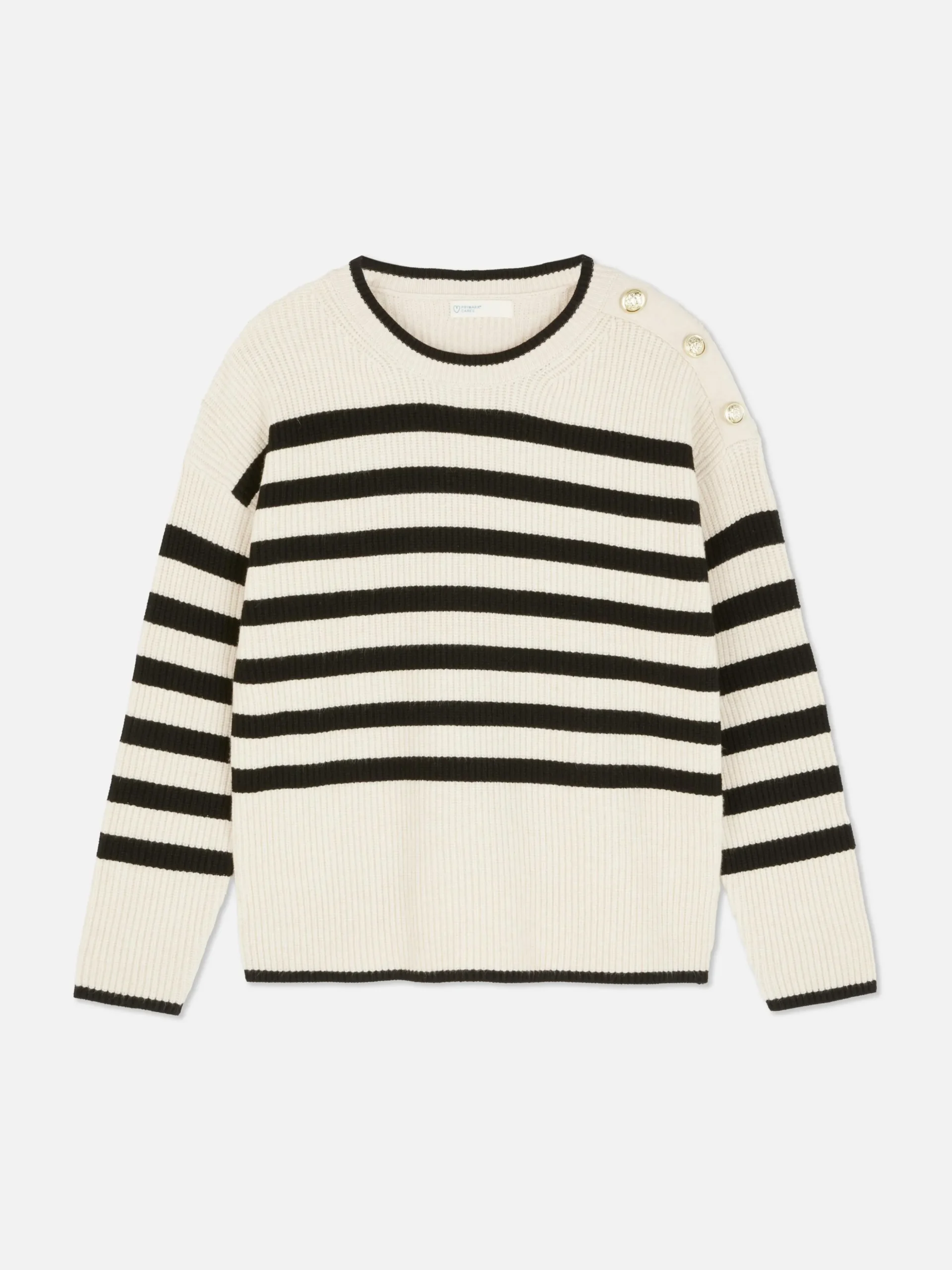 Jersey De Cuello Redondo Con Botones Decorativos