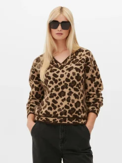 Jersey De Leopardo Con Cuello De Pico