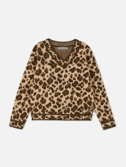 Jersey De Leopardo Con Cuello De Pico