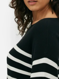 Jersey De Manga Larga Con Cuello Barco