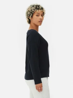 Jersey De Manga Larga Con Cuello Barco