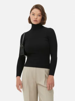 Jersey De Punto Acanalado Y Cuello Vuelto