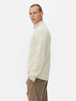 Jersey De Punto Acanalado Con Media Cremallera