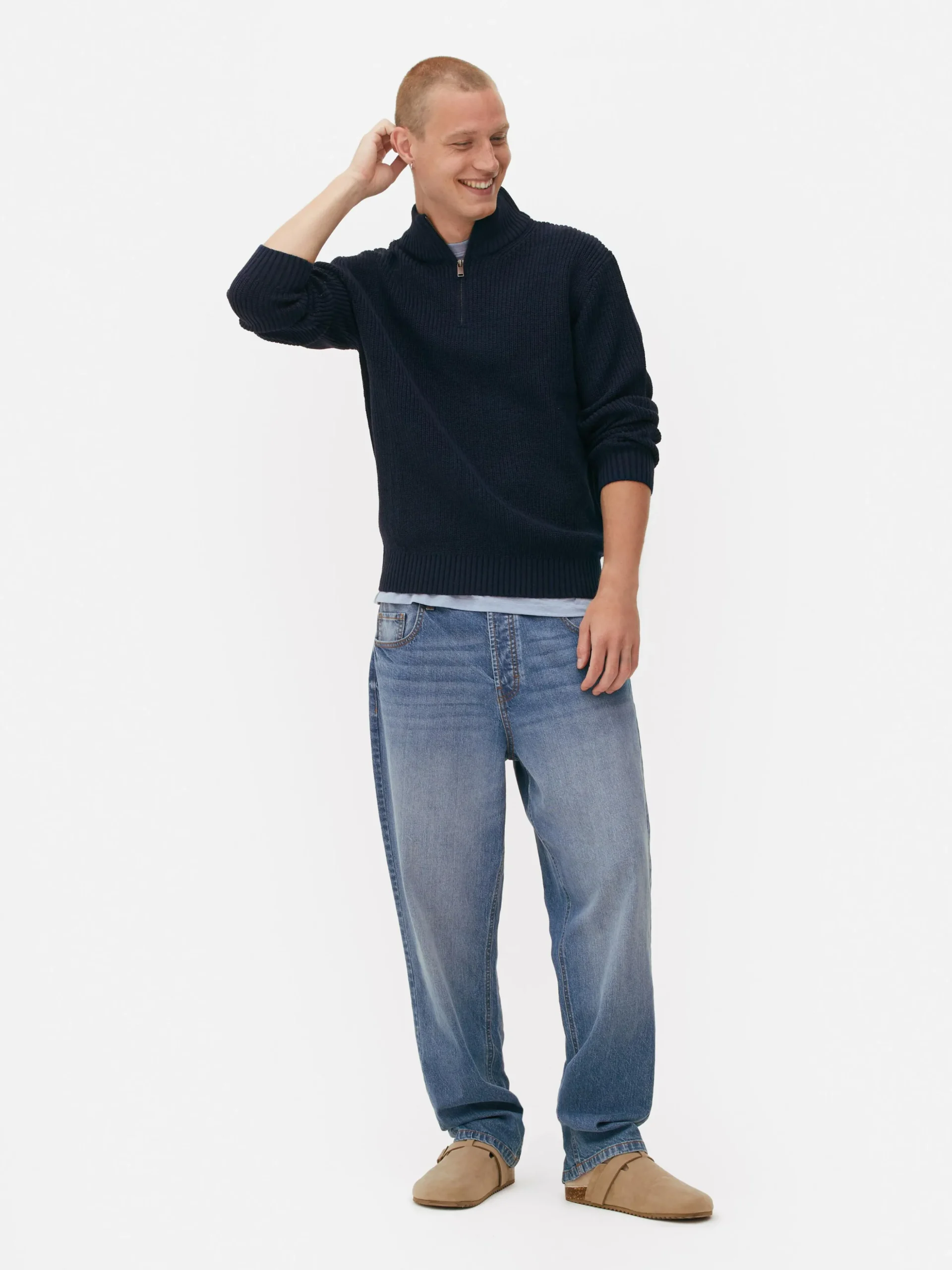 Jersey De Punto Acanalado Con Media Cremallera