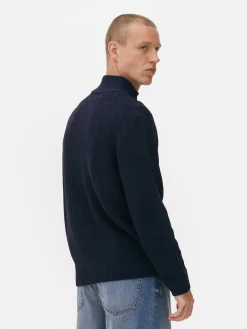 Jersey De Punto Acanalado Con Media Cremallera