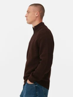 Jersey De Punto Acanalado Con Media Cremallera