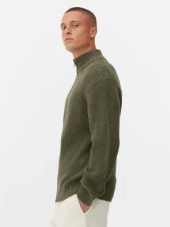 Jersey De Punto Acanalado Con Media Cremallera