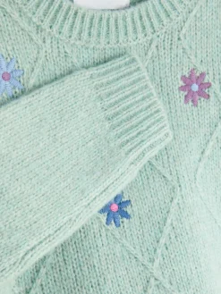 Jersey De Punto Bordado Con Flores