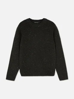 Jersey De Punto Con Cuello Redondo Jaspeado