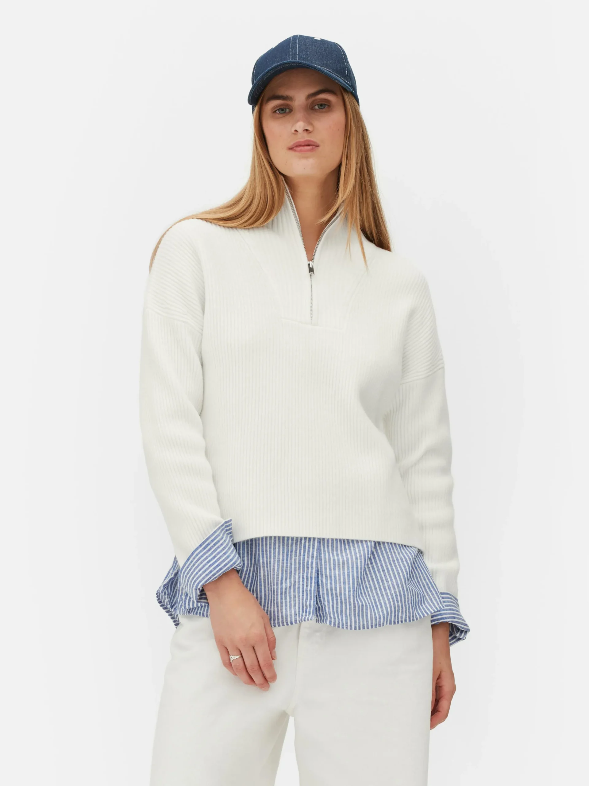 Jersey De Punto Con Media Cremallera