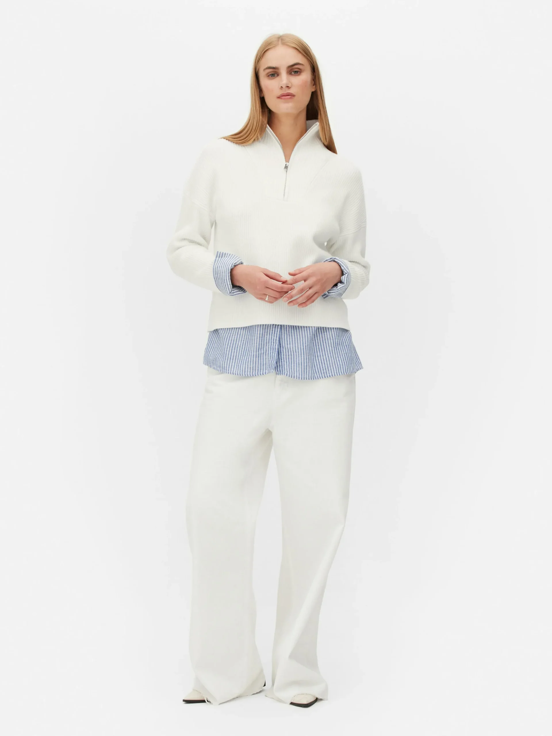 Jersey De Punto Con Media Cremallera