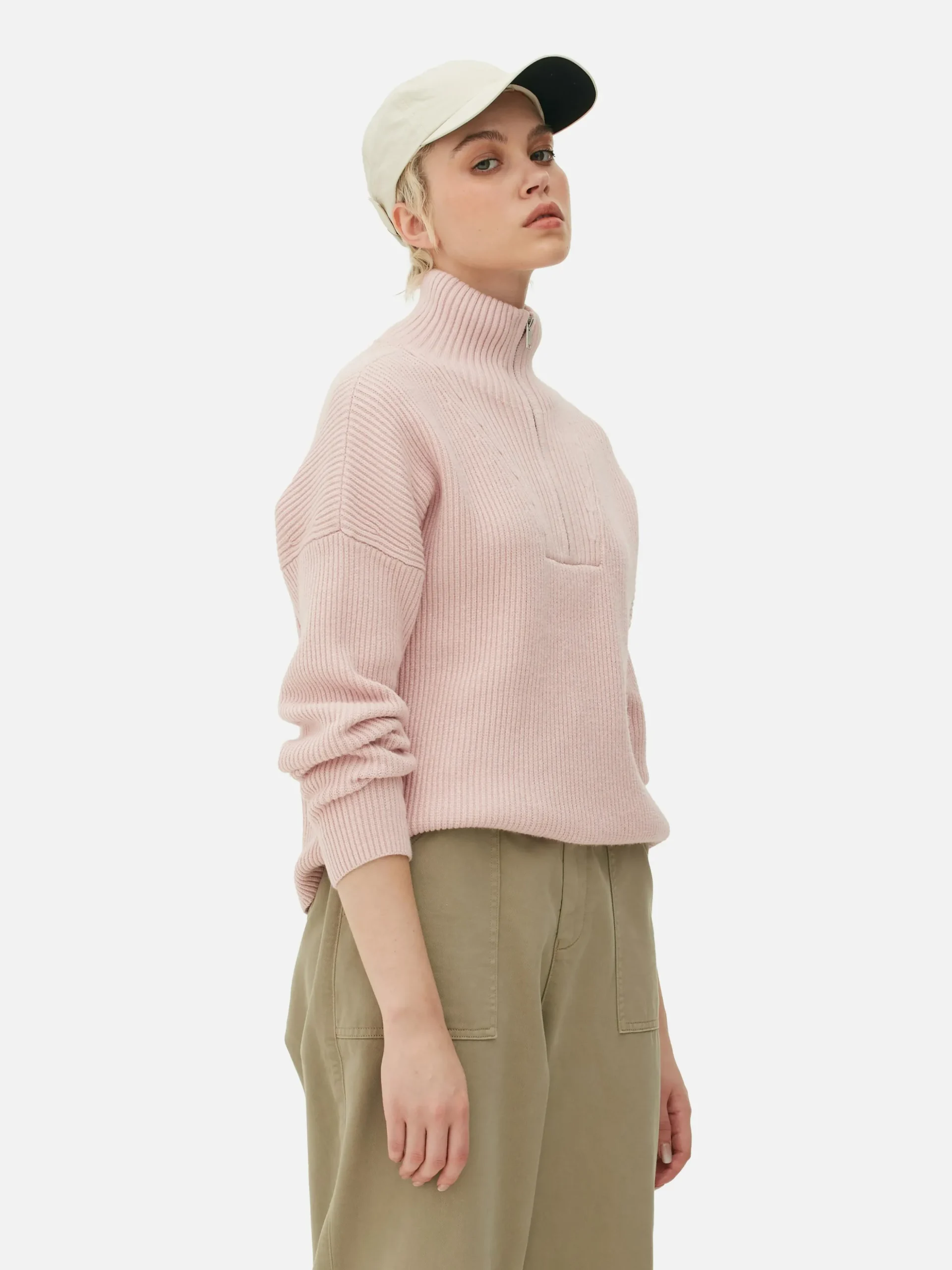 Jersey De Punto Con Media Cremallera