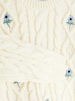 Jersey De Punto De Ochos Con Flores Bordadas