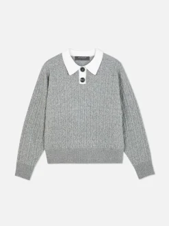 Jersey De Punto De Ochos Con Cuello