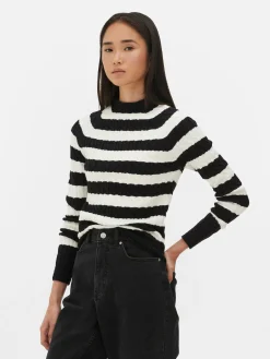 Jersey De Punto De Ochos De Cuello Alto