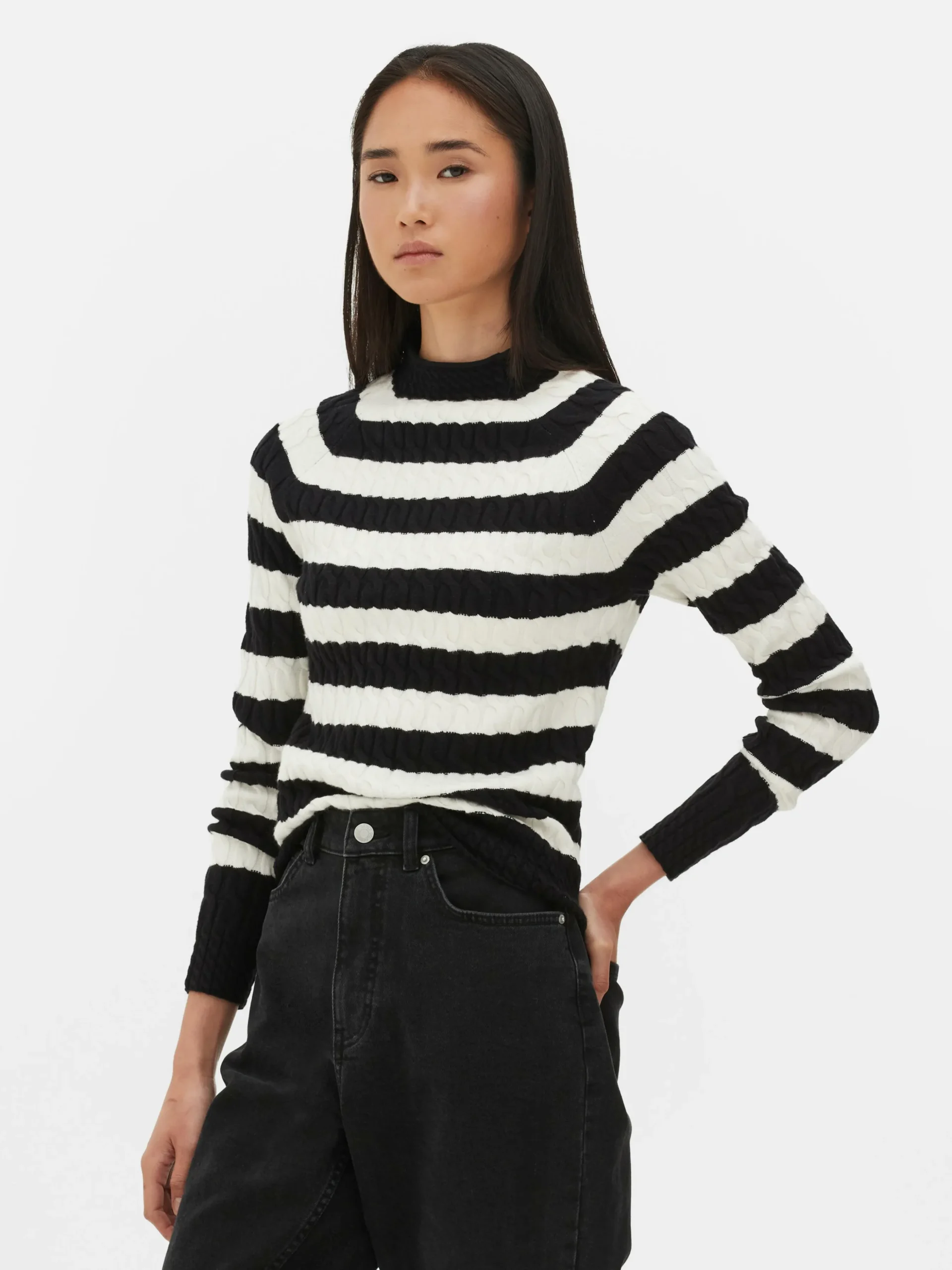 Jersey De Punto De Ochos De Cuello Alto