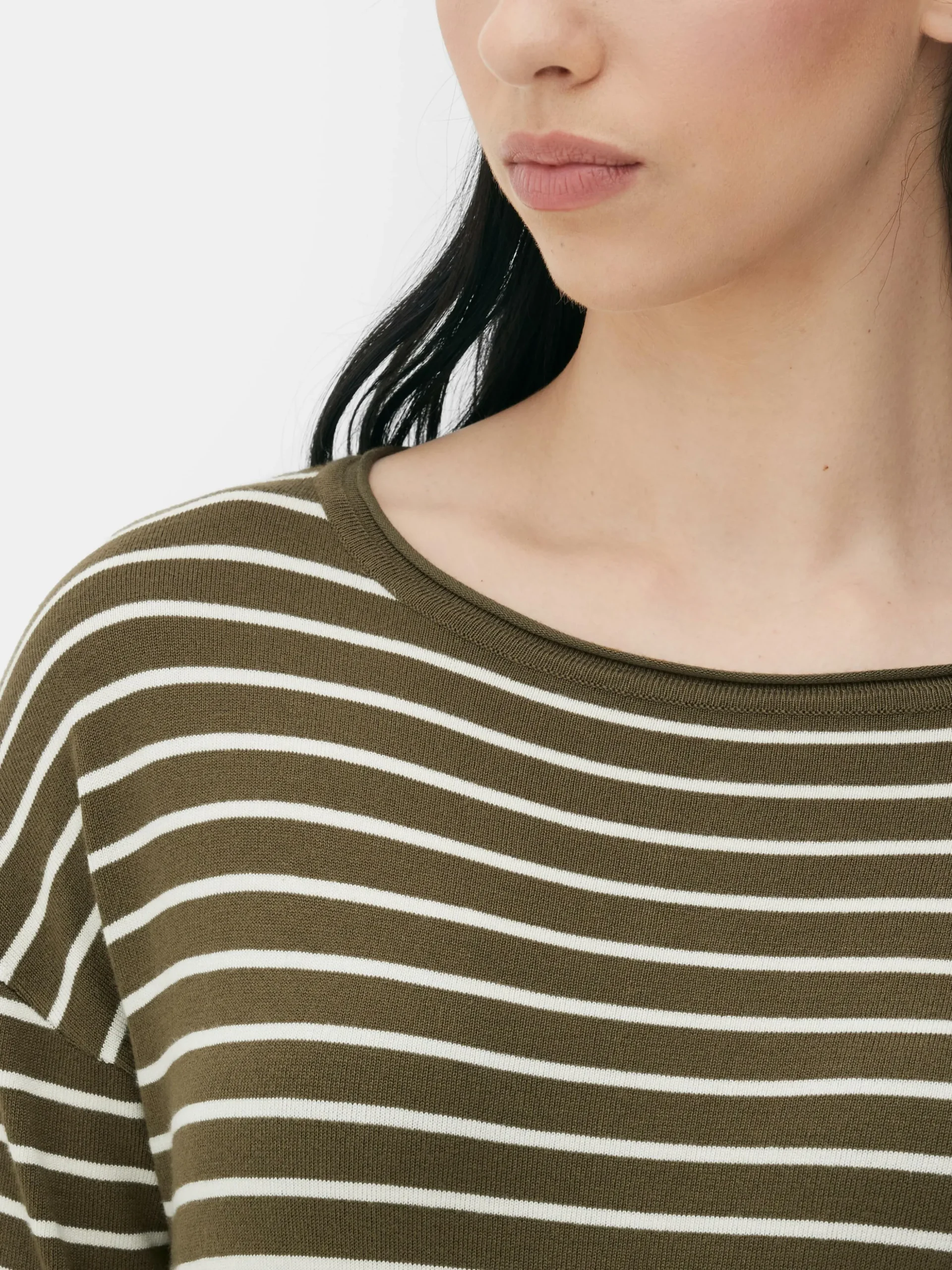 Jersey De Punto Fino A Rayas Con Cuello Barco