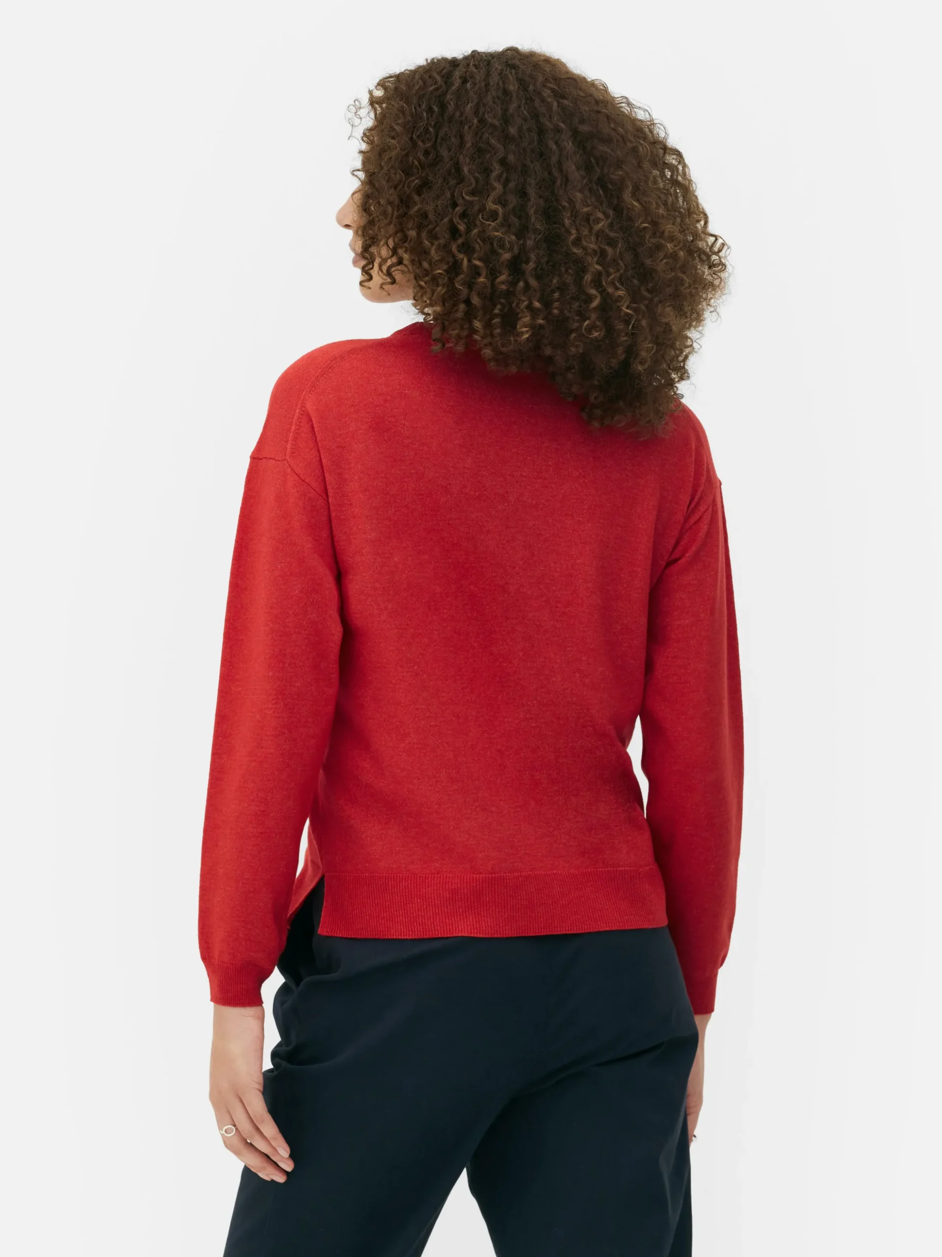 Jersey De Punto Fino Con Cuello Redondo