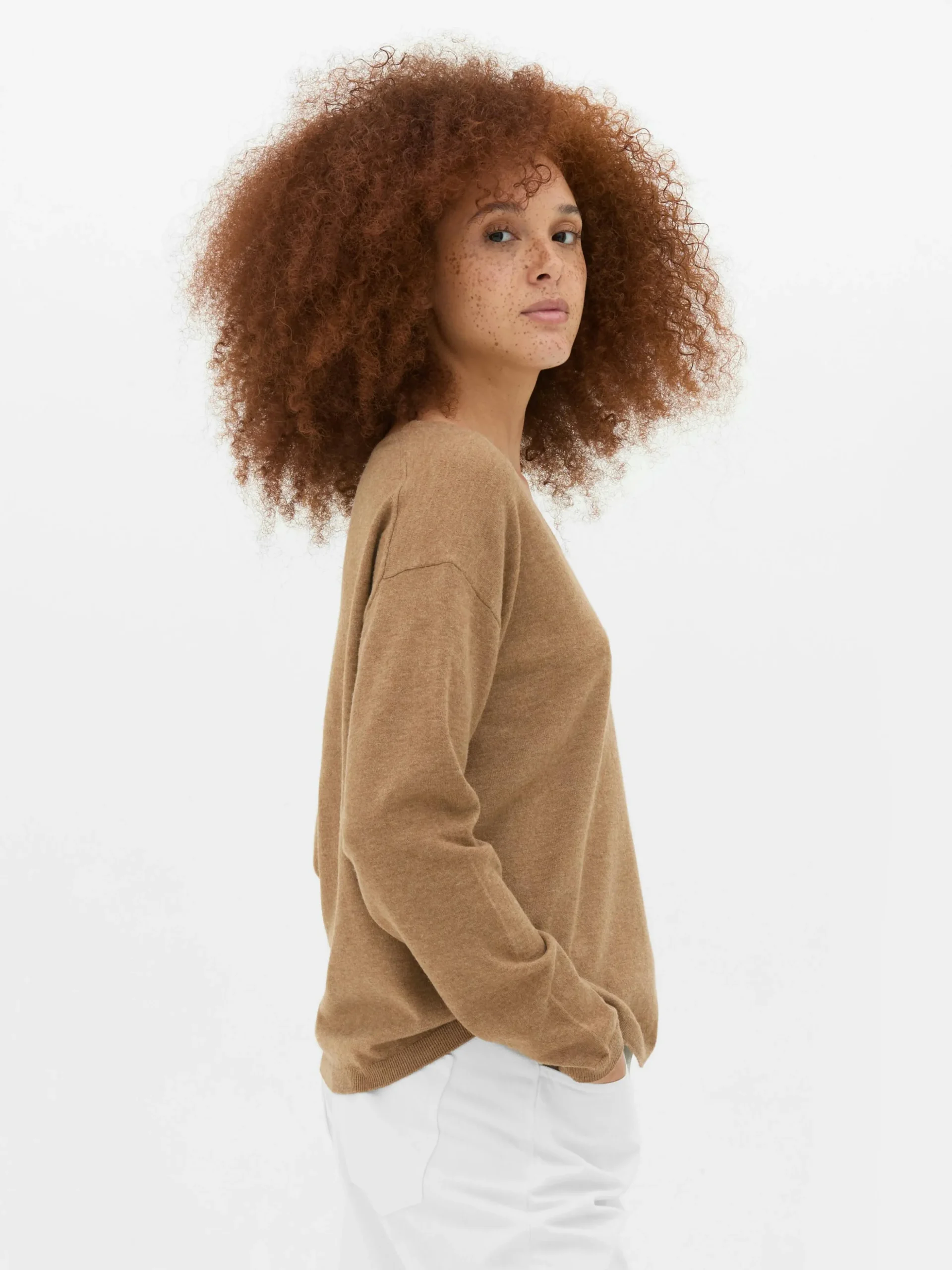 Jersey De Punto Fino Con Cuello De Pico