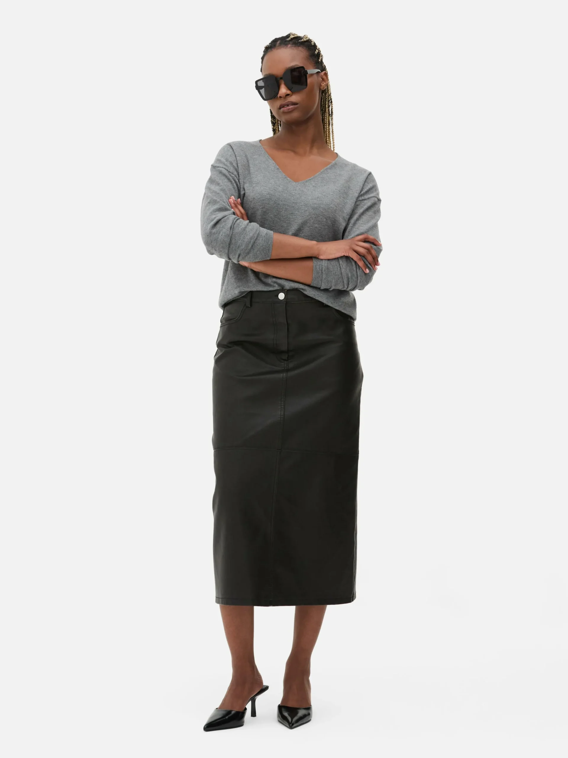 Jersey De Punto Fino Con Cuello De Pico