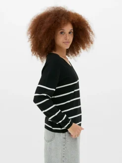 Jersey De Punto Fino Con Cuello De Pico