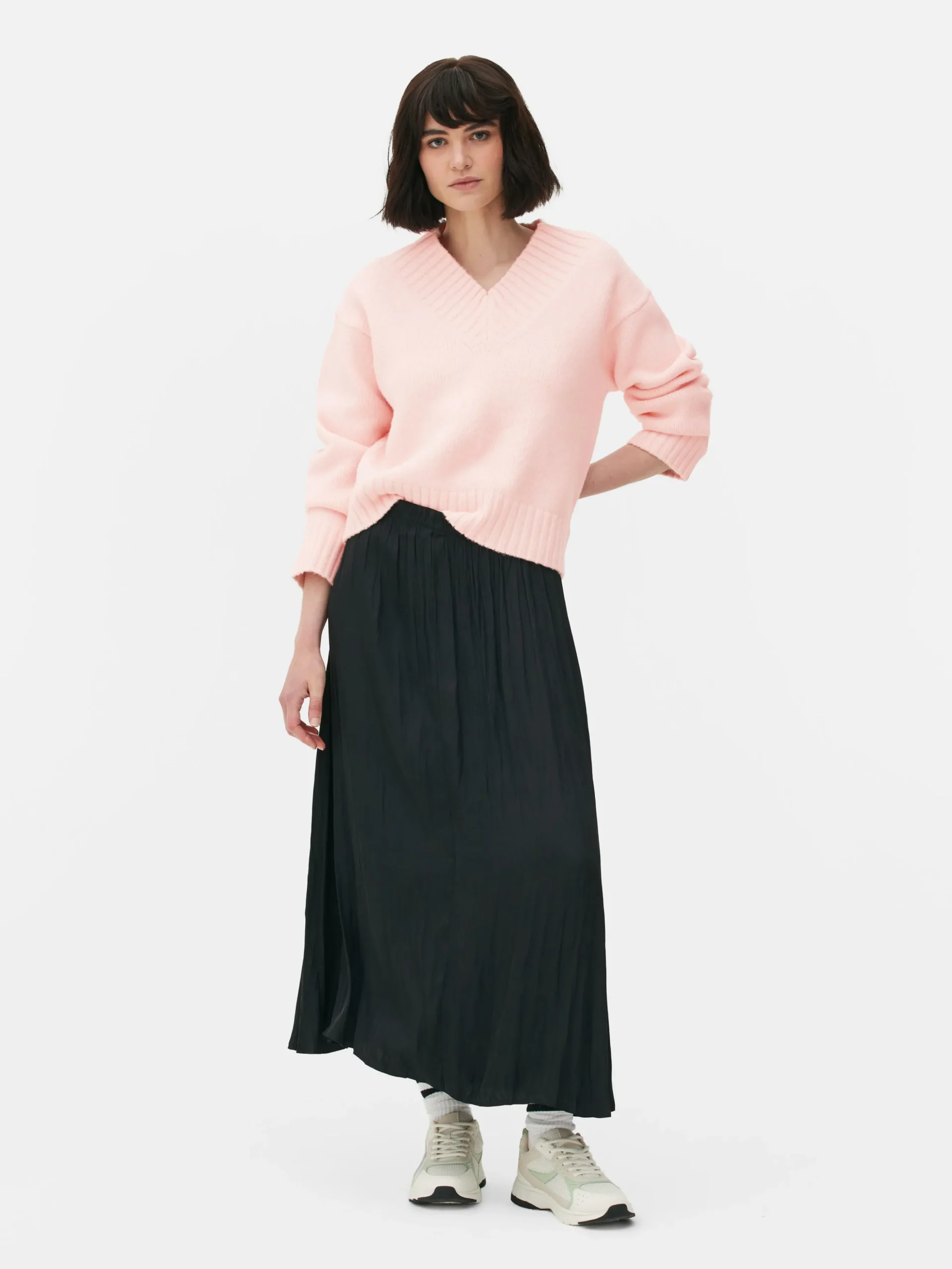 Jersey De Punto Grueso Con Cuello De Pico