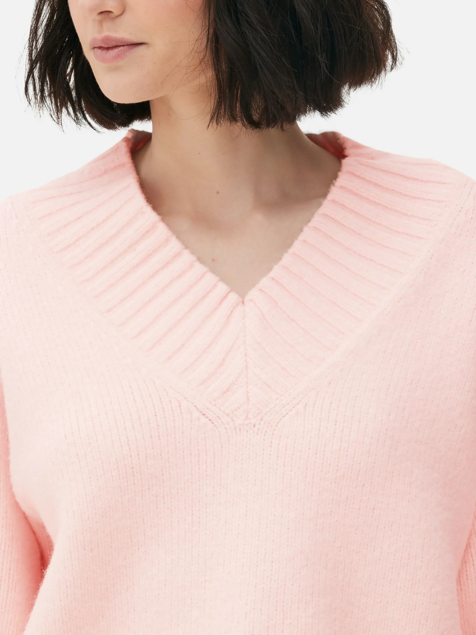 Jersey De Punto Grueso Con Cuello De Pico