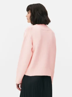 Jersey De Punto Grueso Con Cuello De Pico