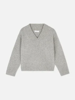 Jersey De Punto Grueso Con Cuello De Pico