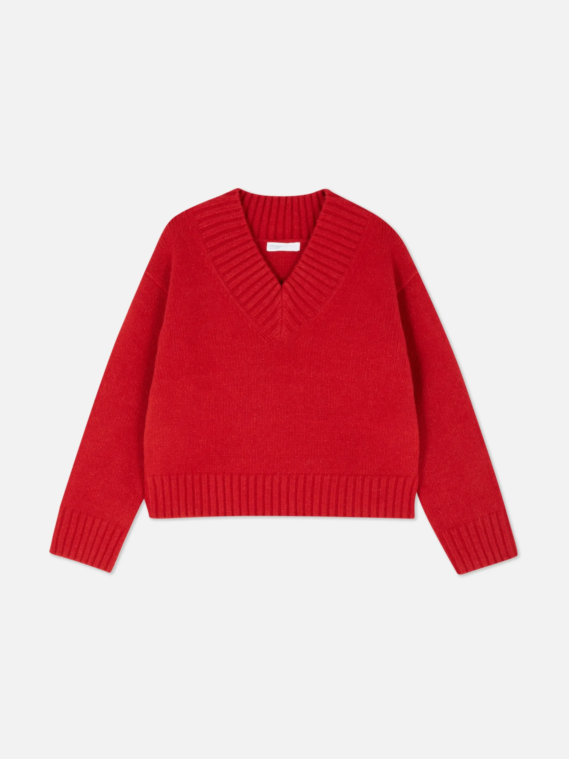 Jersey De Punto Grueso Con Cuello De Pico