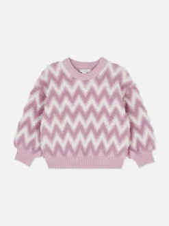 Jersey De Punto Mullido Con Estampado En Zigzag