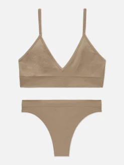 Juego De Bralette Y Tanga Triangular Sin Costuras