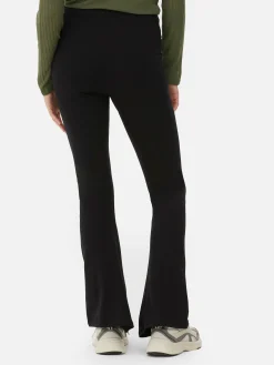 Leggings De Punto Acampanados De Talle Alto