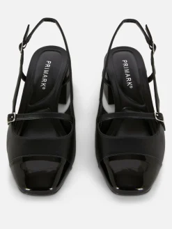 Merceditas Con Tacón Ancho Y Tira En El Talón