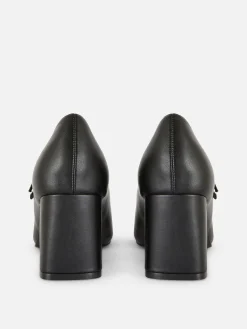 Merceditas De Tacón De Piel Sintética