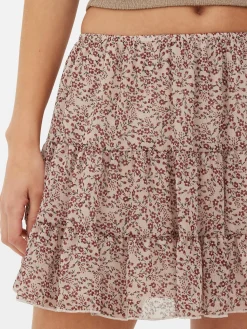 Minifalda De Gasa Con Superposiciones