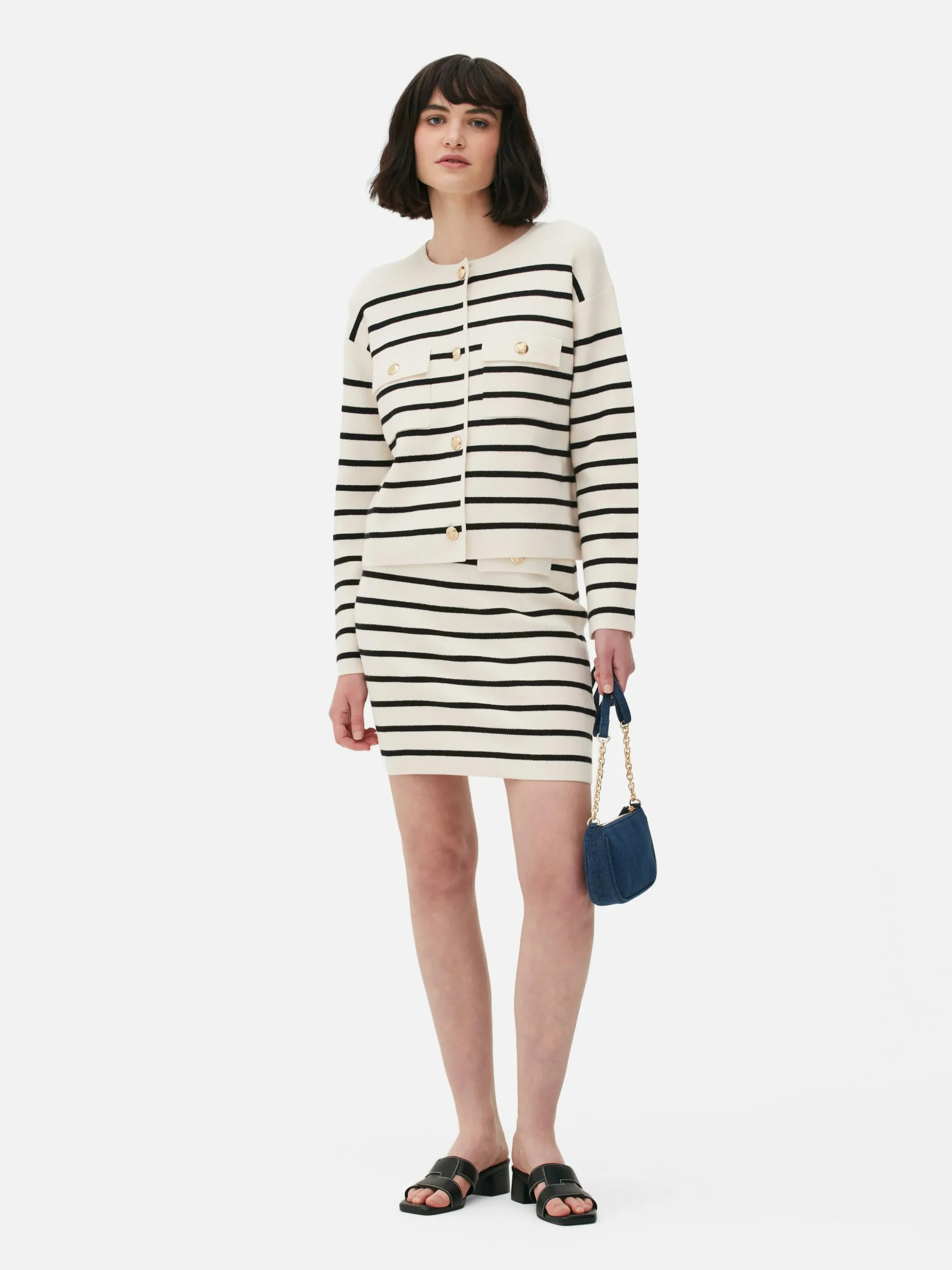 Minifalda De Punto A Rayas Combinable