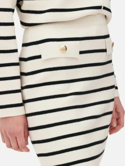 Minifalda De Punto A Rayas Combinable