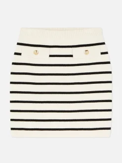Minifalda De Punto A Rayas Combinable