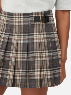 Minifalda Plisada Con Cinturón