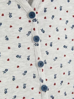 Mono Corto De Pijama Acanalado Con Estampado Floral