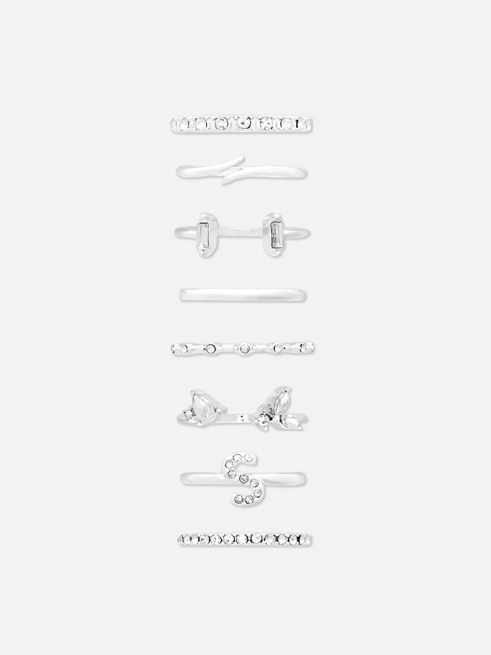 Pack De 8 Anillos Con Iniciales De Strass