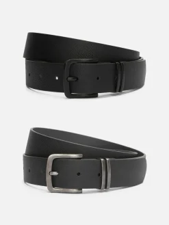 Pack De 2 Cinturones De Piel Sintética Con Textura