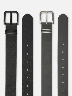 Pack De 2 Cinturones De Piel Sintética Con Textura