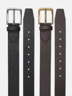 Pack De 2 Cinturones De Piel Sintética Anchos