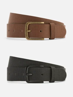 Pack De 2 Cinturones De Piel Sintética Con Textura