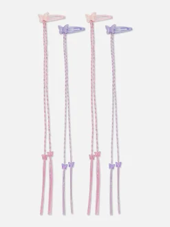 Pack De 4 Clips Para El Pelo Con Trenza Y Mariposa