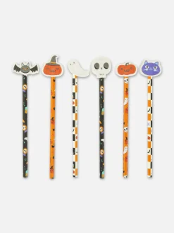Pack De 6 Lápices Con Goma De Halloween
